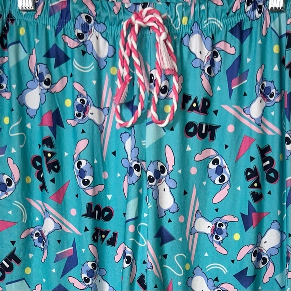 Disney Stitch Pajama Pants Turquoise Blue Multi Lounge Pants Lilo & Stitch Small - Picture 2 of 3